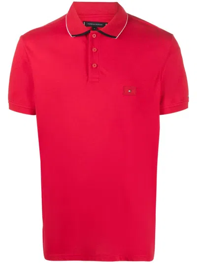 Tommy Hilfiger Logo-patch Cotton Polo Shirt In Rot