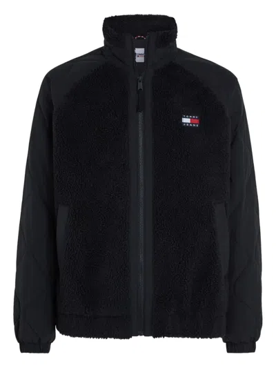 Tommy Hilfiger Logo-patch Fleece Jacket In Black