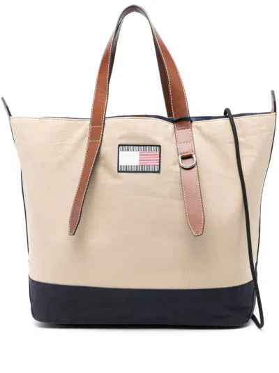 Tommy Hilfiger Logo-patch Tote Bag In Neutrals