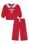 Tommy Hilfiger Baby Girls 2-piece Fleece Top And Pants Set In Red