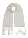 Tommy Hilfiger Logo-plaque Fringed Scarf In White