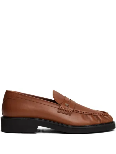Tommy Hilfiger Logo-plaque Loafers In Brown