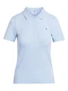 Tommy Hilfiger Women's Solid Short-sleeve Polo Top In Blue