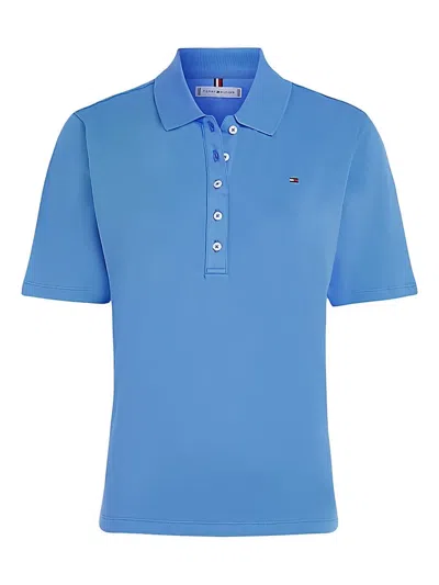 Tommy Hilfiger Logo Polo Top In Blue