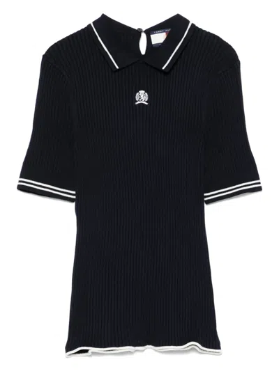 Tommy Hilfiger Logo Polo Top In Blue