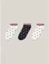 Tommy Hilfiger Logo Print Ankle Sock 3 In Floral White / Multi
