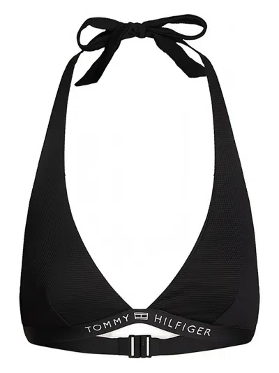 Tommy Hilfiger Logo-print Bikini Top In Black