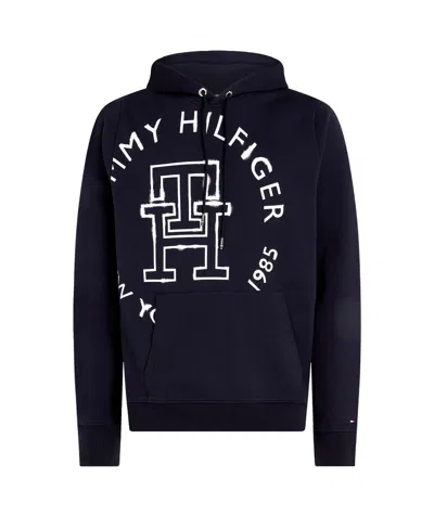 Tommy Hilfiger Logo-print Cotton Hoodie In Black