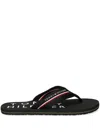 Tommy Hilfiger Logo-print Flip Flops In Schwarz