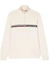 Tommy Hilfiger Logo-print Half-zip Jumper In Neutrals