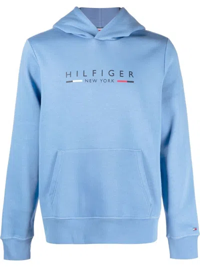 Tommy Hilfiger Logo-print Hoodie In Blau