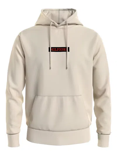 Tommy Hilfiger Logo-print Hoodie In Neutrals