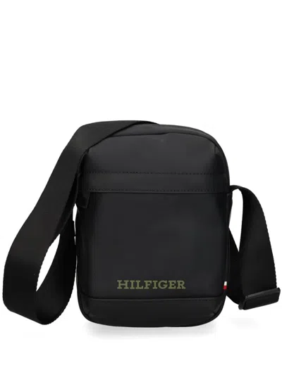 Tommy Hilfiger Logo-print Messenger Bag In Black