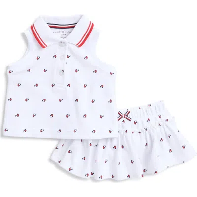 Tommy Hilfiger Babies'  Logo Print Polo & Skort Set In White