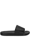 Tommy Hilfiger Logo-print Pool Slides In 黑色