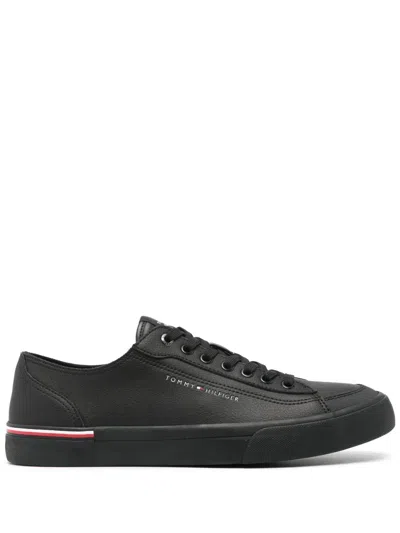Tommy Hilfiger Logo-print Sneakers In Black