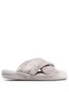 Tommy Hilfiger Logo-print Strap Slides In Grey