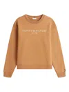 Tommy Hilfiger Embroidered Sleeve Logo Crewneck Sweatshirt In Brown