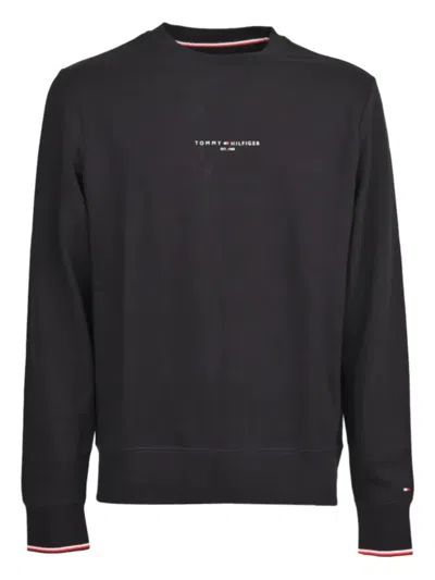 Tommy Hilfiger Logo-print Sweatshirt In Black