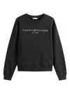Tommy Hilfiger Embroidered Sleeve Logo Crewneck Sweatshirt In Black