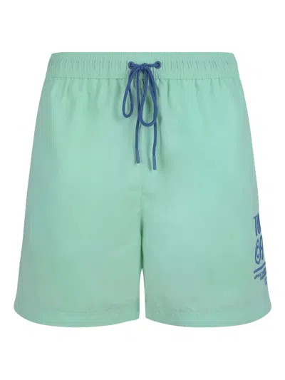 Tommy Hilfiger Logo-print Swim Shorts In Green