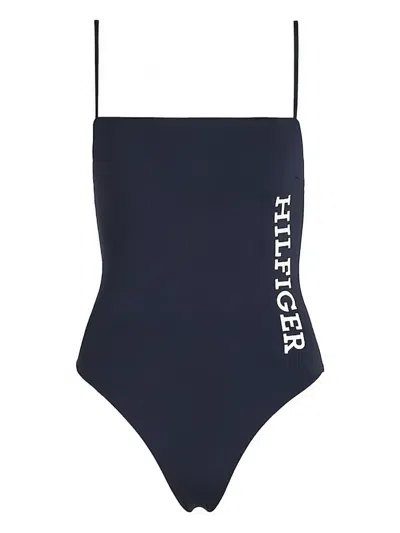 Tommy Hilfiger Logo-print Swimsuit In Blue