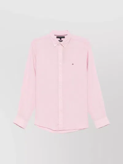 Tommy Hilfiger Logo Shirt Box-pleat Detail In Pink
