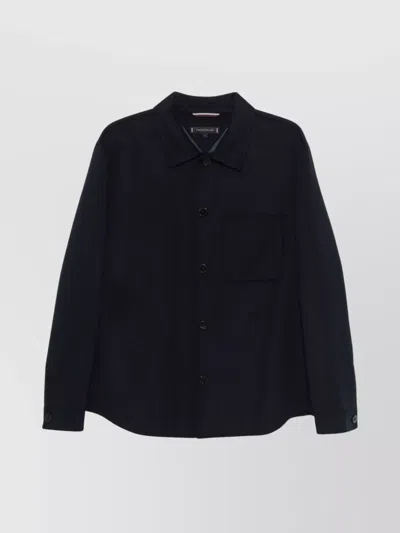 Tommy Hilfiger Logo Shirt With Long Sleeves And Pockets In Black