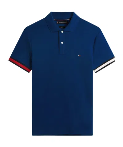 Tommy Hilfiger Logo Short Sleeve Polo Shirt In Blue