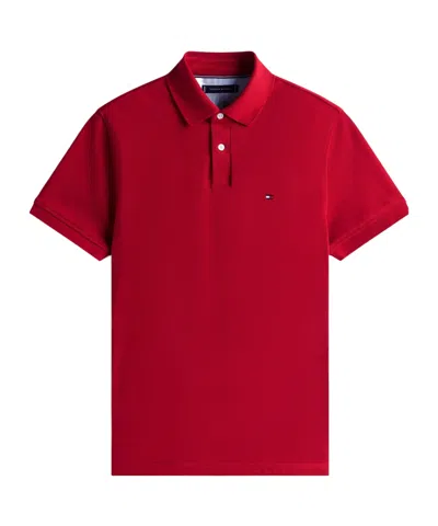 Tommy Hilfiger Logo Short Sleeve Polo Shirt In Red