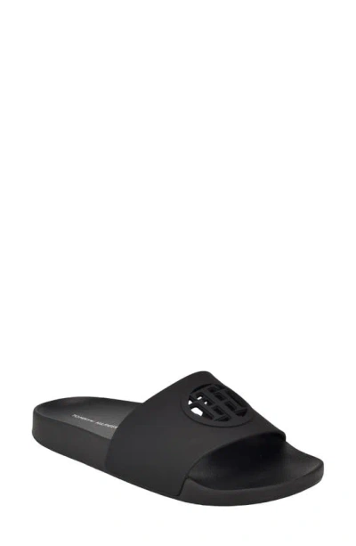 Tommy Hilfiger Logo Slide Sandal In Black