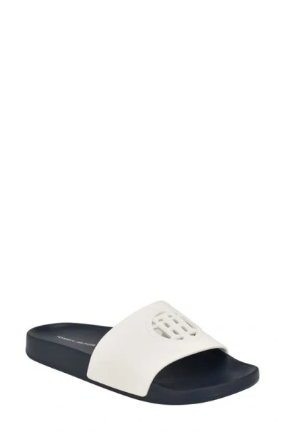 Tommy Hilfiger Logo Slide Sandal In White