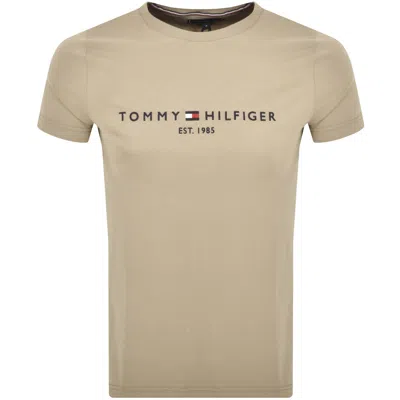 Tommy Hilfiger Logo Slim Fit T Shirt Beige In Neutral