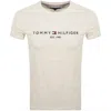 Tommy Hilfiger Logo Slim Fit T Shirt Beige In Neutral