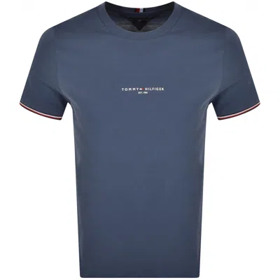 Tommy Hilfiger Logo Slim Fit T Shirt Blue