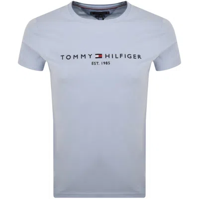Tommy Hilfiger Logo Slim Fit T Shirt Blue