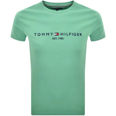 Tommy Hilfiger Logo Slim Fit T Shirt Green