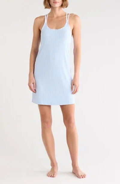 Tommy Hilfiger Logo Strap Rib Nightgown In Blue