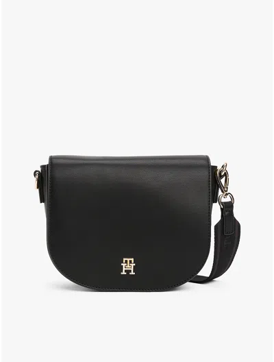 Tommy Hilfiger Logo Strap Saddle Bag In Black
