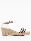 Tommy Hilfiger Logo-strap Wedge Sandals In White