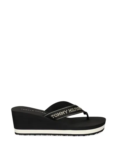 Tommy Hilfiger Logo Straps Slides In Black