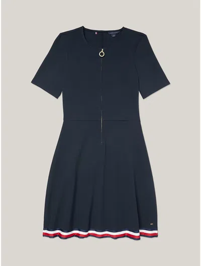 Tommy Hilfiger Logo Stripe Fit And Flare Dress In Navy