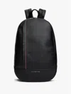 Tommy Hilfiger Logo Stripe Pebbled Backpack In Black