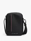 Tommy Hilfiger Logo Stripe Pebbled Mini Reporter Bag In Black