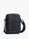 Tommy Hilfiger Logo Stripe Pebbled Mini Reporter Bag In Blue
