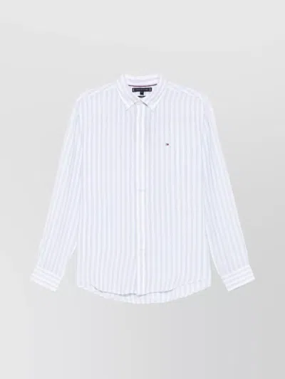 Tommy Hilfiger Logo Striped Shirt Long Sleeves In White