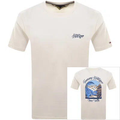 Tommy Hilfiger Logo Summer T Shirt Cream In White