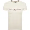 Tommy Hilfiger Logo Slim Fit T Shirt Beige In Neutral