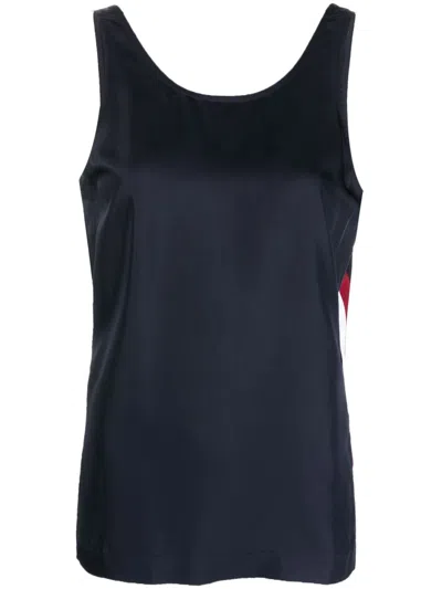Tommy Hilfiger Logo-tape Detail Sleeveless Top In Blue