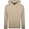 Tommy Hilfiger Logo Terry Hoodie Beige In Neutral